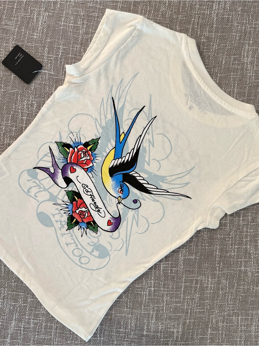 Ed Hardy BRAND NEW offwhite size SMALL womens tee - Picture 2 of 4